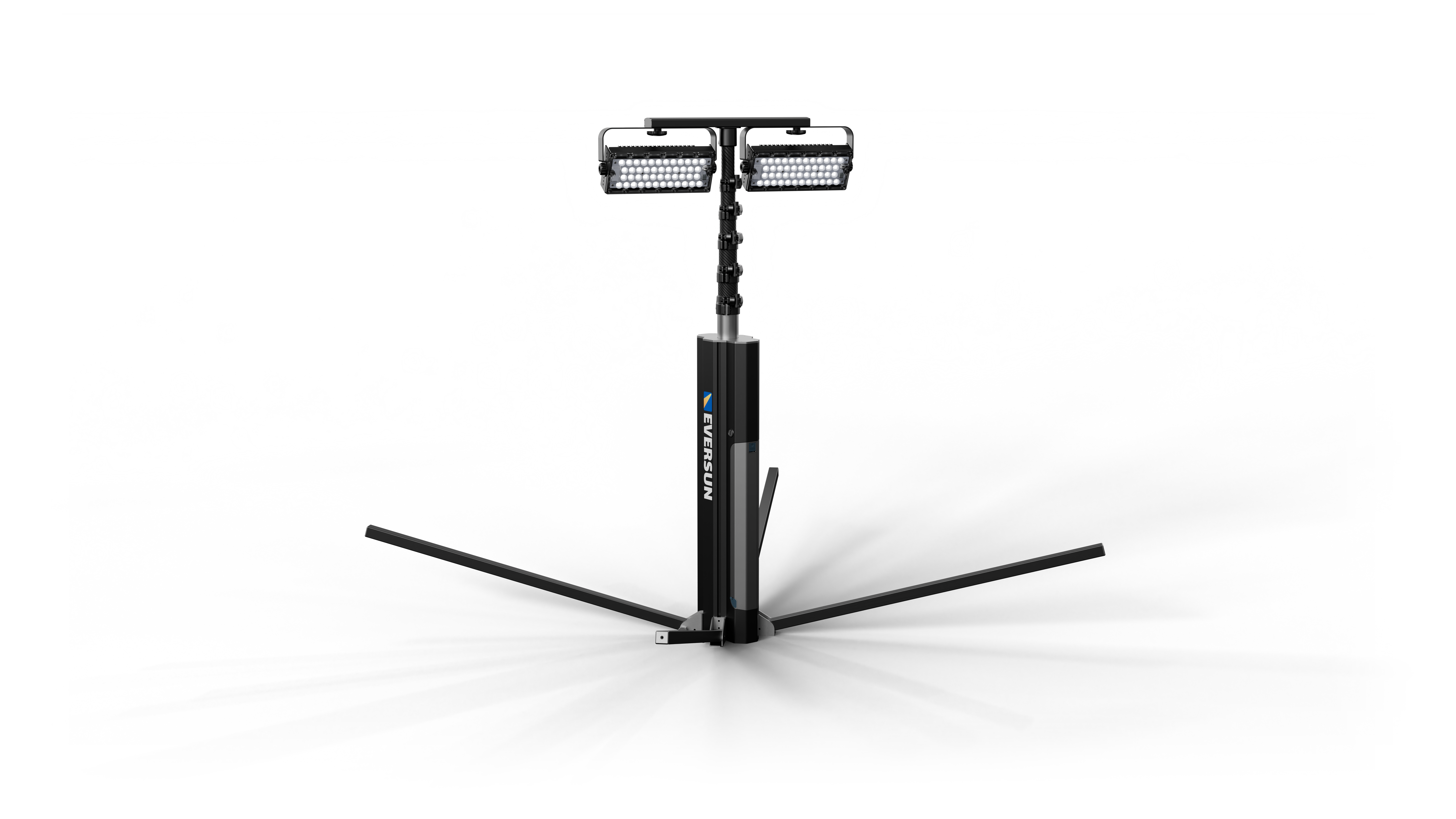 Apollo S battery-powered portable light tower at night